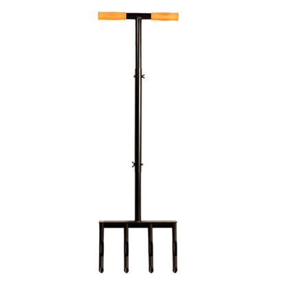 Manual Core Aerator Lawn Tool with 4 Hollow Heavy Duty Garden Aerating Tool with Anti-Slip Foot Bar & T-Handle for Lawn Health Garden Soil Loosener Tools (Black)