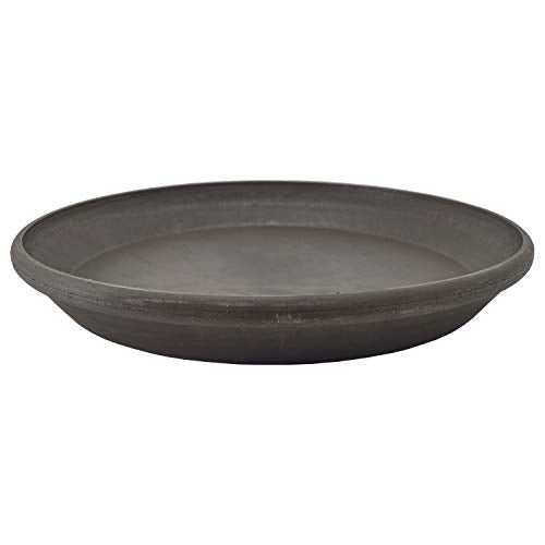PSW Pot Collection AP35DC 14-inch Plastic/Stone/Wood Composite Plant Saucer Drip Tray – No Drainage Hole (Drillable), Indoor/Outer Water Tray, Dark Charcoal - color: Dark Charcoal, size: 14-Inch