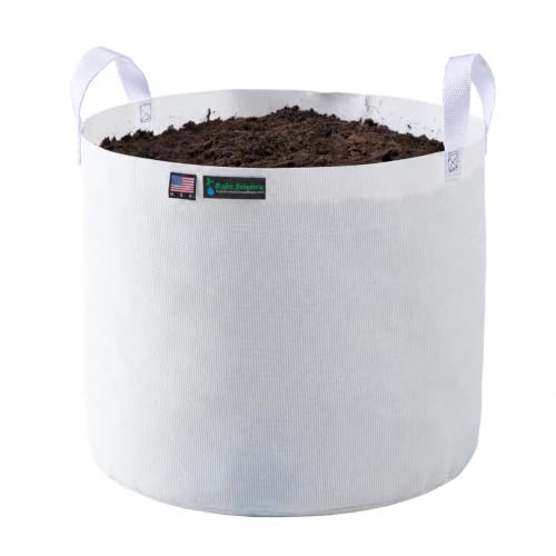 White Grow Bag - 25 Gallon, Planting Pots - Plant Grow Bags Pots Gardening Vegetable - Air Pruning Mesh Fabric Plant Container - with Handles - color: White/Odgreen, size: 25 Gallon