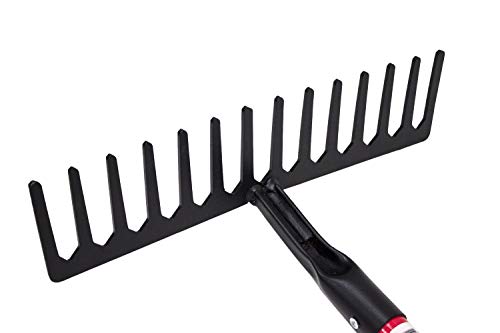 Bully Tools Heavy Duty 16" Level Head Rake with 66" Fiberglass Handle – Ideal Garden Rake for Leaves, Lawn, and Yard – Durable Metal Tool for Grass, Debris, and Leveling Soil - 100% Made in The USA