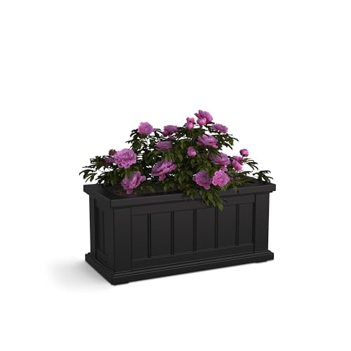 Mayne Cape Cod 24in Self-Watering Rectangular Planter, Black - color: Black, size: 24in x 11in