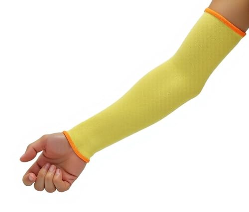 G & F PRODUCTS 100% Kevlar fiber by DuPont Cut Resistant Knit Sleeve, Sold by 6-piece pack - color: Yellow