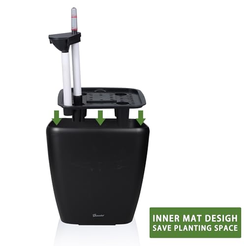 Dexceder 18x17 Self Watering Planter with Wheels (Black Matte) - color: Black, size: 18x17