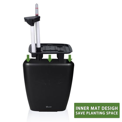Dexceder 18x17 Self Watering Planter with Wheels (Black Matte) - color: Black, size: 18x17