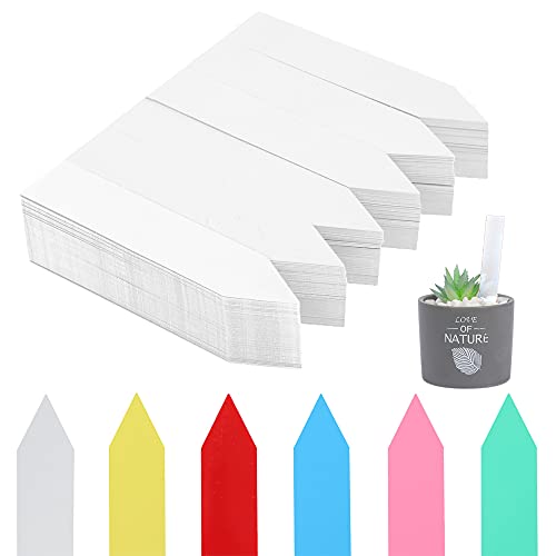 600 Pcs 4" Plant Labels Plastic Waterproof Plant Tags Seed Pot Marker Nursery Garden Seed Stake Tags Plant Classification Sorting Sign Flower Mark (White) - color: White