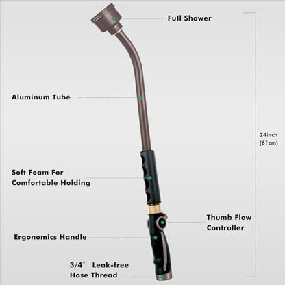 RESTMO Long Watering Wand, 24 Inches Gentle Soft Full Shower Sprayer Wand - color: Bronze