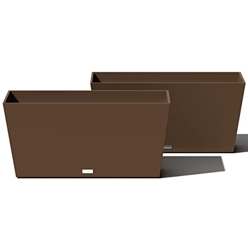 Veradek Pure Series Midori Planter - Wide Outdoor Planter - color: Espresso, size: 31 inch - 2 Pack