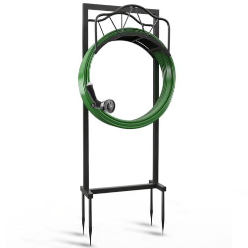 4-Spike Metal Waterproof Freestanding Garden Hose Holder for Outside
