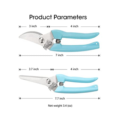 Leize Flower Scissors Set, 2 Pack Premium Thickened Stainless Steel Floral Shears, Strong Pruner for Flowers, Branches and Leaves, Upgrade - color: Lightblue2p