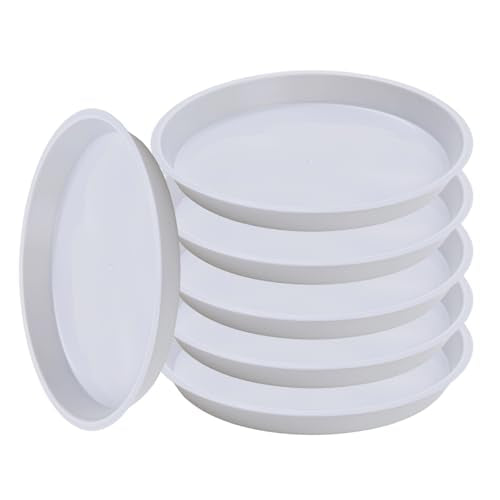 6 Pack 8 Inch White Plant Saucers Plastic Drip Trays for Pots - color: White, size: 8 Inch