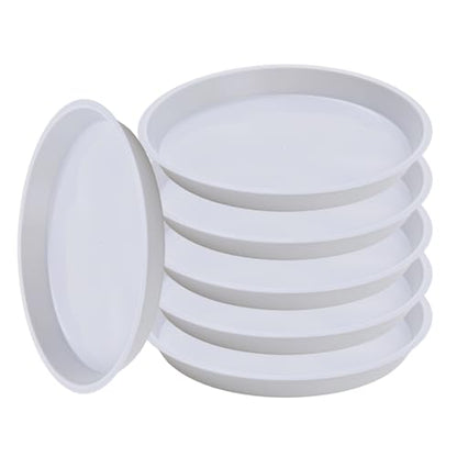 6 Pack 8 Inch White Plant Saucers Plastic Drip Trays for Pots - color: White, size: 8 Inch