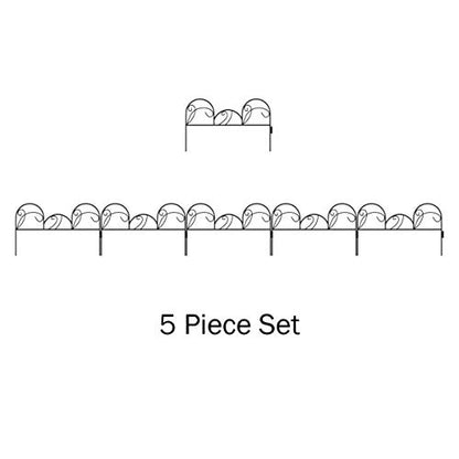 Metal Garden Fencing- Set of 5 Panels of Mimosa Decorative Edging Flower Beds & Landscaping- Interlocking, Flexible Design in Black by Pure Garden