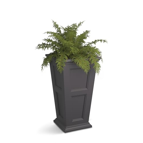 Mayne Fairfield 28in Self-Watering Tall Square Planter, Graphite Grey - color: Graphite Grey