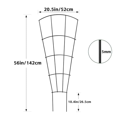 Thealyn 56" Tall Metal Plant Trellis for Climbing Plants, 8 Pack, Black - color: Black, size: 56 inch-8 Pack