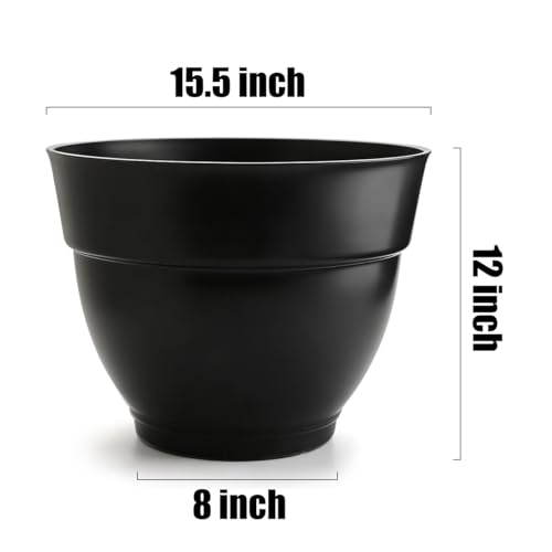 4 Pack 16 Inch Large Plant Pots,Plastic Planters for Outdoor Plants - size: 16 inch