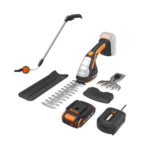 WORX Cordless Grass Shear & Shrub Trimmer, 20V with Extension Pole, WG801.4 - style: 8" 20V Shrubber Trimmer w/4" Grass Shear/(1)2.0Ah Battery