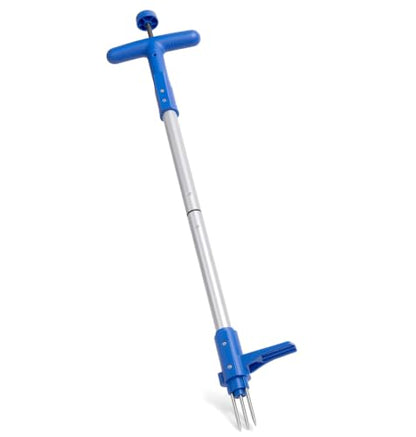 PASAMIC Stand Up Weed Puller Tool with Long Handle, 36in Weeding Tool with 3-Claw Steel Tip & Ejector Button, Rustproof Weeding Tools Gardening & Weed Remover for Garden, Blue