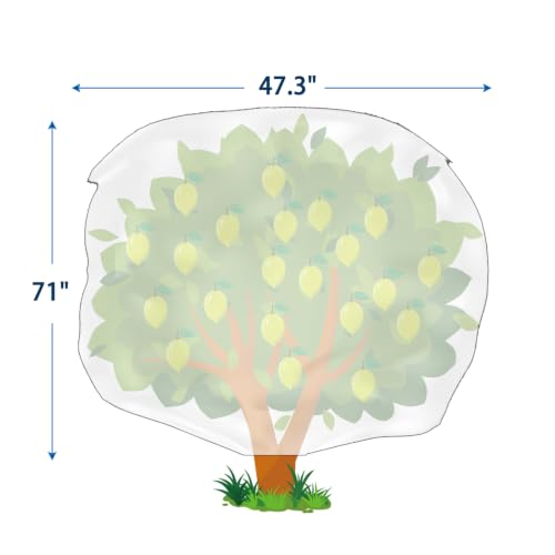 Homimp Plant Covers Freeze Protection, 2 PCS Frost Covers with Zipper Drawstring (71" x 47.3") Plant Protection Cover Bags for Outdoor Winter Frost Cold Weather Shrubs Trees Jacket Covers,Grey Print - size: 47.3"W x 71"H