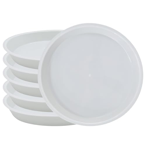 6 Pack 4 Inch White Plant Saucers Plastic Drip Trays for Pots - color: White, size: 4 Inch