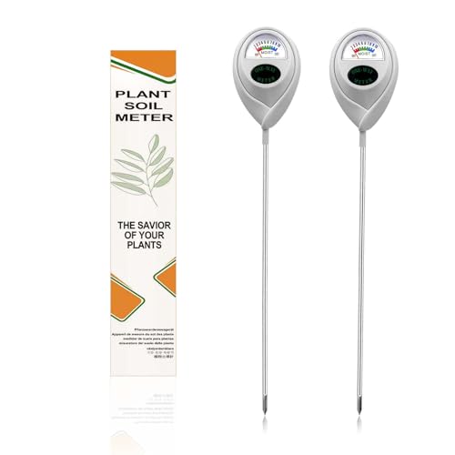 Soil Moisture Meter Sensor Long Probe Deep Use, Water Monitor Indicator, Hygrometer for Outdoor Indoor Large Pot Plants, Flower, Gardening, Farming, 2 Pack - color: WHITE+WHITE