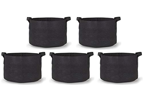 247Garden 5-Pack 30 Gallon Grow Bags/Aeration Fabric Pots w/Handles (260GSM, Black, 15.5H x 24D) - color: Black, size: 30 Gallon