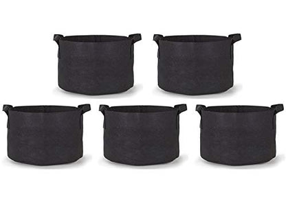 247Garden 5-Pack 30 Gallon Grow Bags/Aeration Fabric Pots w/Handles (260GSM, Black, 15.5H x 24D) - color: Black, size: 30 Gallon