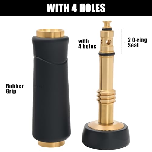 Besiter Brass Hose Nozzle, Heavy-Duty Sprayer for Garden Hoses, High Pressure Adjustable Twist Hose Nozzle, Spray Gun Rubber-Coated, Extra 10 Rubber Washers, 2 Pack - size: 2pcs