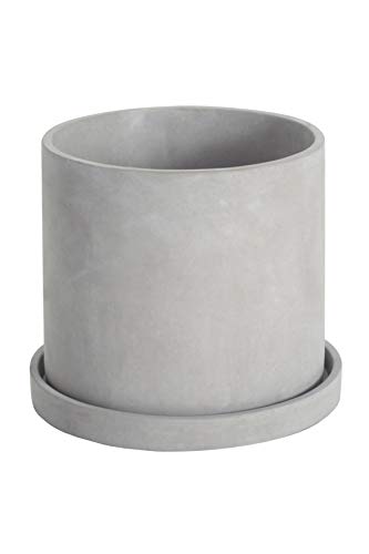 Ekirlin 9 Inch Flower Plant Pot Indoor - Grey Cement Garden Planter Concrete Planter with Drain Hole Saucer, Modern Succulents Containers for Home Decor, Office & Outdoor - size: 9 inch single