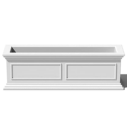 Veradek Brixton Series Window Box Planter - Rectangular Outdoor Planter - color: White, size: 11"H x 11"W x 36"L