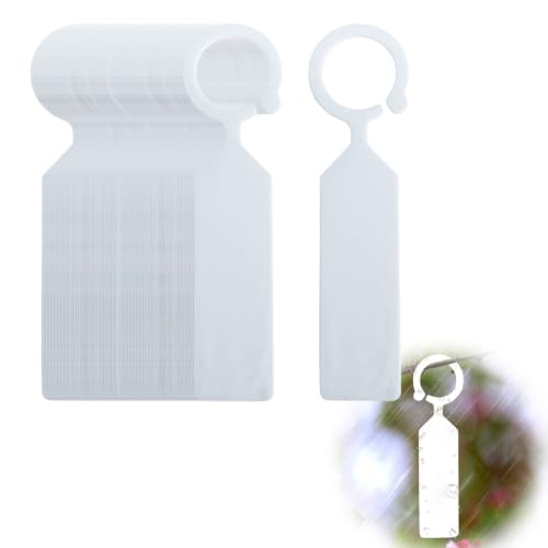 100 Pack White Waterproof Reusable Plastic Plant Label Rings, Thick Durable Hanging Tree Tags, Sturdy Long-Lasting Markers for Garden, Nursery, Orchard & Bonsai Seedling Identification