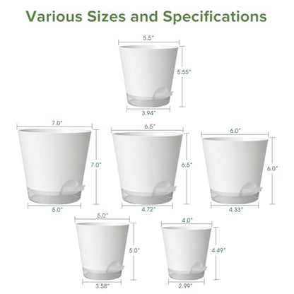 GARDIFE 2026 Upgraded Self Watering Plant Pots with Drainage Hole, 7/6.5/6/5.5/5/4 Inch Flower Planting Containers for House Plants, African Violet, Flowers, Cactus (White, 7+6.5+6+5.5+5+4 inch) - color: 7-white-upgraded, size: 7+6.5+6+5.5+5+4 inch