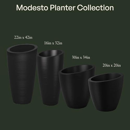 Mayne Modesto 32in Tall Round Modern Planter, Black - color: Black, size: 32 Inch