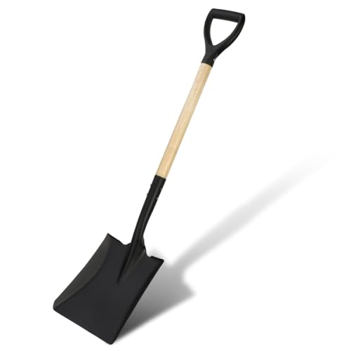 41-Inch Square Point Transfer Shovel, Wooden Handle with D-Grip & Alloy Steel Flat Head Spade Shovel, Ideal for Landscaping, Digging, Soil Moving, Cleanup Job & Yard Projects