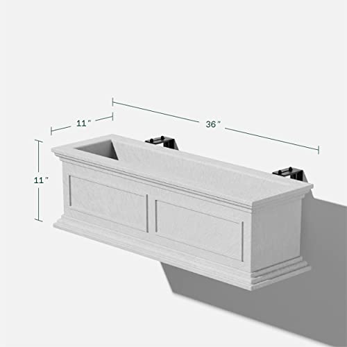Veradek Brixton Series Plastic Railing Planter - Rectangular Planter for Outdoor Deck/Balcony | Crack-Resistant with Adjustable Rail Attachment | Classic Estate Design for Herbs, Succulents, Flowers - color: Gray, size: 11"H x 11"W x 36"L - 1 Pack