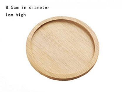 YYW 3 Inch Ceramic Plant Pot Set of 4 with Drainage and Bamboo Tray(Set 1) - color: Set 1, size: One Size