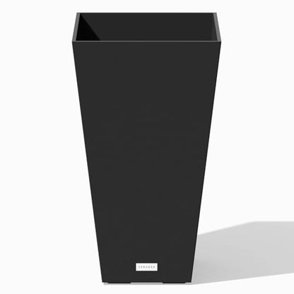 Veradek Pure Series Taper Planter - Tall Tapered Outdoor Planter with Shelf - color: Black, size: 24 inch - 1 Pack