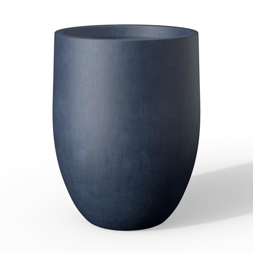 Kante Large Round Bullet Dusty Blue Concrete Planter 21.7" Tall, Outdoor - color: Antique Blue