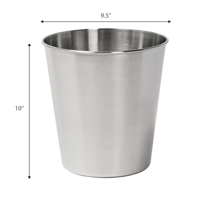happimess Nolan 2 Gal Smooth Steel Wastebasket, Brushed Steel, Set of 2 - color: Brushed Steel, size: Set of 2