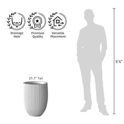 Kante Large Round Bullet White Concrete Planter 21.7" Tall, Outdoor - color: White, size: 21.7 Inch Tall