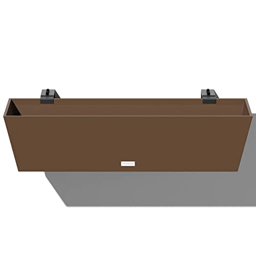 Veradek Pure Series Railing Planter - Tapered Window Box with Bracket - color: Espresso, size: 36 inch