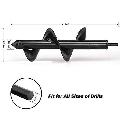 Auger Drill Bit for Planting Ruooson 3.7X11.8 in Garden AugerSpiral, Easy Planter Rapid Planter Plant for 3/8" Hex Drive <1Pcs>. (3.7x11.8 in) - size: 3.7x11.8 In