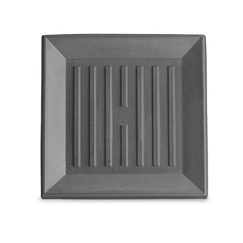Crescent Garden Universal Square Plant Saucer, Weatherproof Durable Drip Tray for Square Planter, Heavy-Duty Plastic Drainage Dish, Indoor/Outdoor Flowerpot Saucer - 9'' Inner x 12.5" Outer (Slate) - color: Slate, size: 9" (Inner)