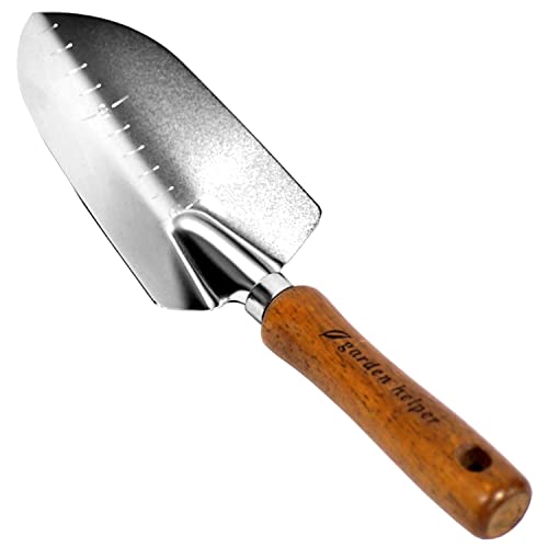 Japanese Garden Trowel Heavy Duty Japanese Steel with Wood Handle, Garden Transplanter Tool for Digging, Scooping, Transplanting, Made in Japan, Large Silver - color: Brown Trowel Large