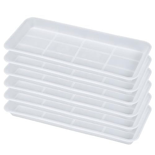 VUWEZ 6 Pack Plastic Plant Saucer, Rectangular, Indoors Outdoor, Drip Tray for Flower Pot, Windowsill (6 X 11 Inch, Clear) - color: Clear, size: 11'' x 6'' x 1.0'' (6 pack)