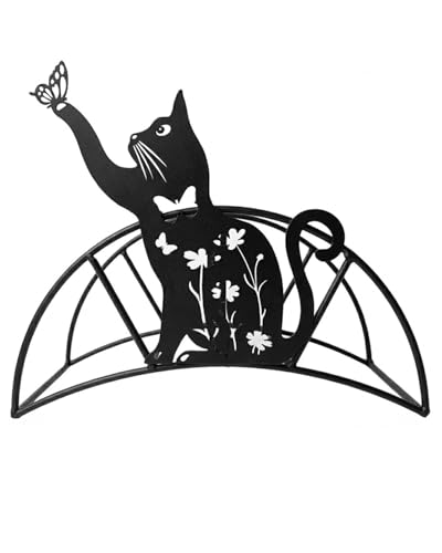 Cat Butterfly Garden Hose Holder Metal Wall Mount Heavy Duty Hanger125'5/8" - color: Funny Butterfly Cat