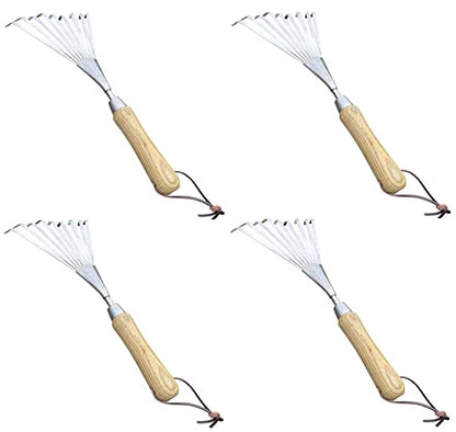Garden Guru Eco Hand Rake Soil Tiller- 100% Recycled Stainless Steel - Rust Resistant - FSC Certified Wood Ergonomic Handle - Great for Gardening Cultivating,Loosening Soil & Spreading Mulch (4 Pack) - size: 4 Pack