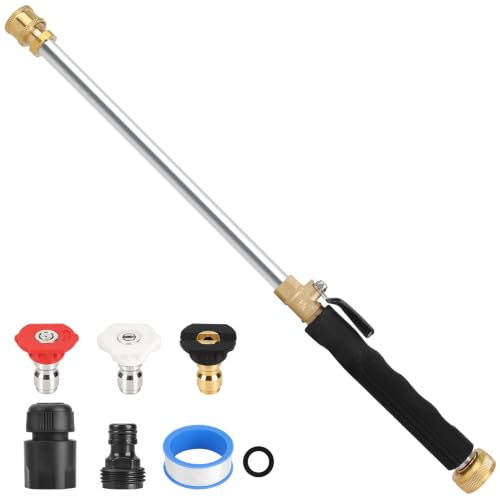 2026 Upagraded Jet Nozzle Power Washer for Garden Hose, Pressure Washer Wand with 3 Different Nozzles and Hose Quick Connectors for Car, Patio,Pet,Window, Black