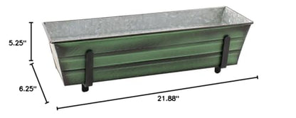 Achla Designs Galvanized Window Flower Box Planter-Green-Small (22" L x 6" W x 5" H) - color: Green, size: Small