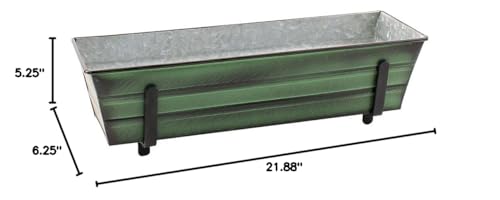 Achla Designs Galvanized Window Flower Box Planter-Green-Small (22" L x 6" W x 5" H) - color: Green, size: Small