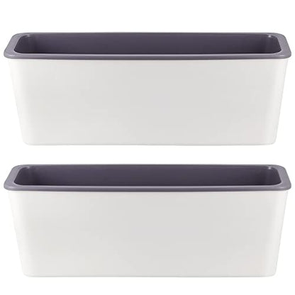 SINJEUN 2 Pack Rectangular Self Watering Planter 17 x 6 Inch, Rectangular Self Watering Flower Plant Pots with Drainage Holes, Garden Window Sill Planters Flower Pot for Indoor Outdoor Use